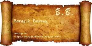 Benyik Barna névjegykártya